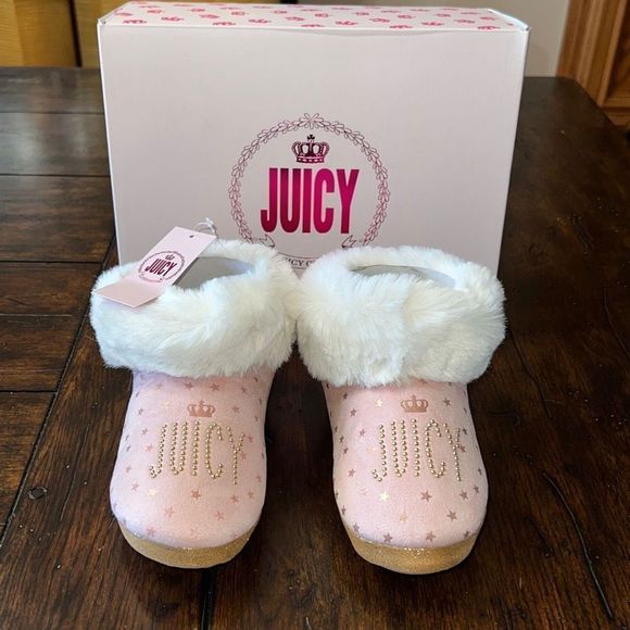 Juicy Couture Other - NWT Juicy By Juicy Couture Tulare Girls Bootie Slippers Pink Sz 4-5 Big Kid
